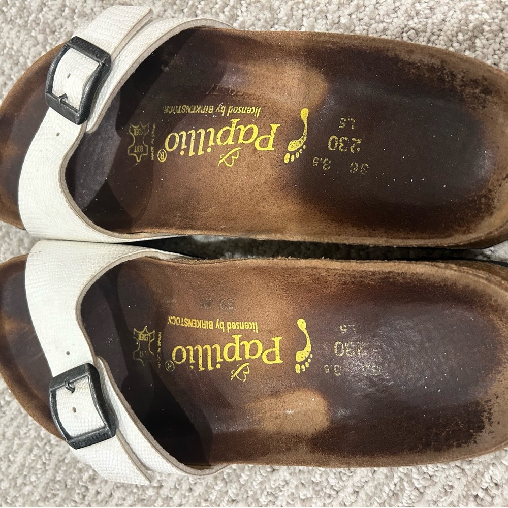 Papillio Cream Sandals with Black Buckle